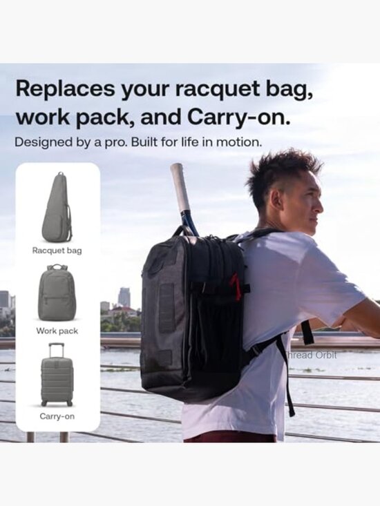 Modular Tennis Pickleball Backpack 30L, Fits 2 Rackets, Laptop, Shoes, Carry-On main image 6